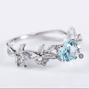 Aquamarine Blue Topaz Sterling Silver Ring 6 7